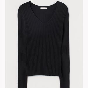 H&M Ribbed Black Scoop Neck Top